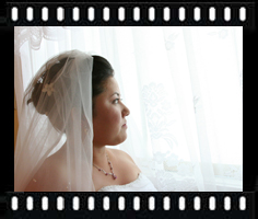 Bride in window